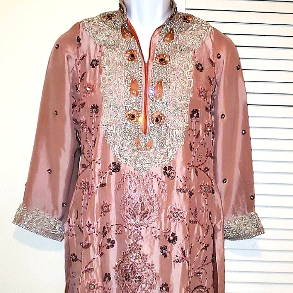 NEW Pink and Silver Silk Wedding Wear